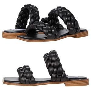 NEW Steve Madden Spain Braided Square Toe Slip-On Sandals | 6.5